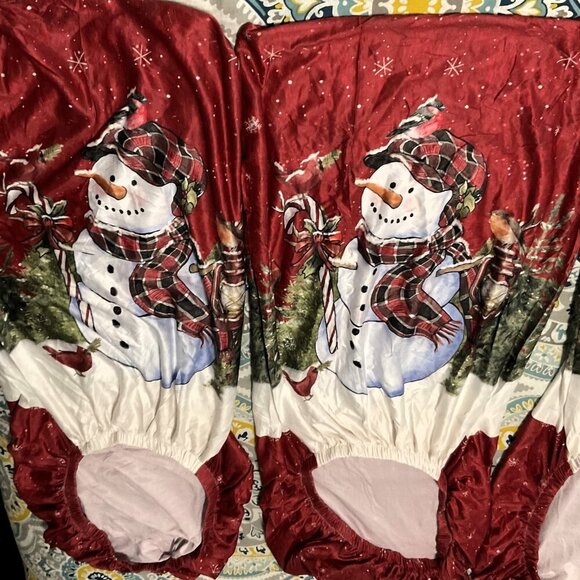 4 NEW SNOWMAN HOLIDAY CHAIR SLIPCOVERS CHRISTMAS SET 4 - Picture 4 of 8